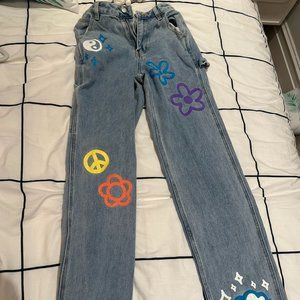 PacSun 90s Boyfriend Jeans with Indie Doodle Decals